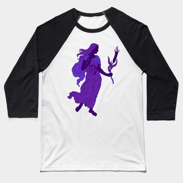 Virgo (Royal Purple) Baseball T-Shirt by ziafrazier